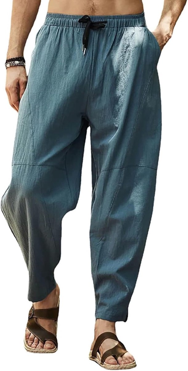 Broek voor heren, casual yoga strandbroek, trekkoord elastische taille broek voor heren