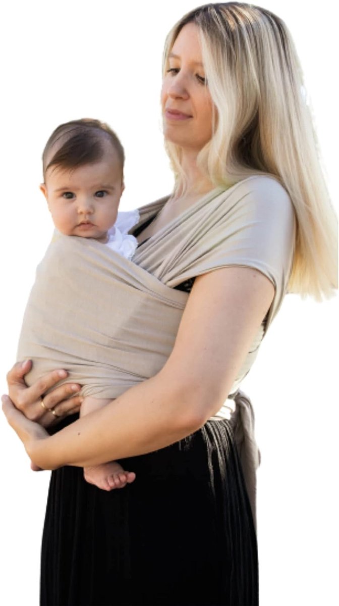 Babydrager voor pasgeborenen, elastisch, van zacht bamboe, Oeko-Tex, licht, comfortabel en eenvoudig te bedienen, tot 8 kg, beige