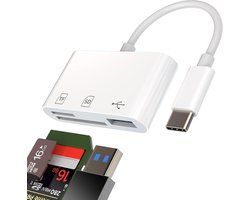 C-adapter USB 3.0 OTG kaartlezer SD Micro SD 3-in-1 hub meervoudig stopcontact voor Apple iPhone15 Pro Max Plus voor iPad 10 Air4 Macbook Air Compatibel met Samsung Card Reader Accessoires PC