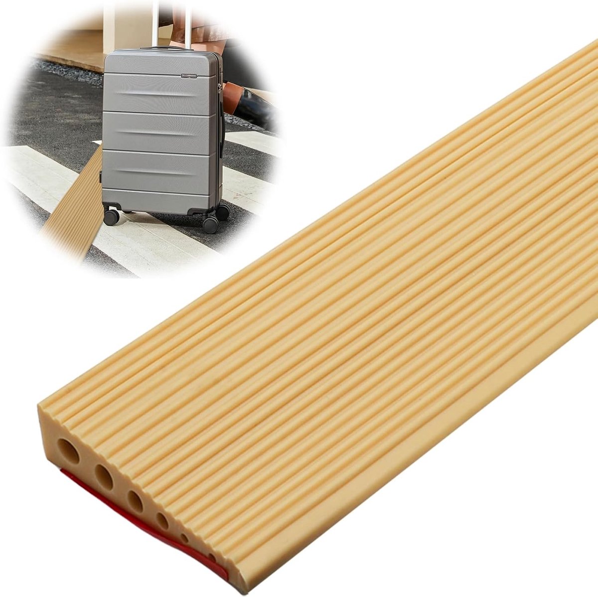 Drempelhulp van 100x10x2.5CM voor rolstoel, kinderwagen en scootmobiel met antislip oppervlak en rubberen ramp (Geel, 2.5)