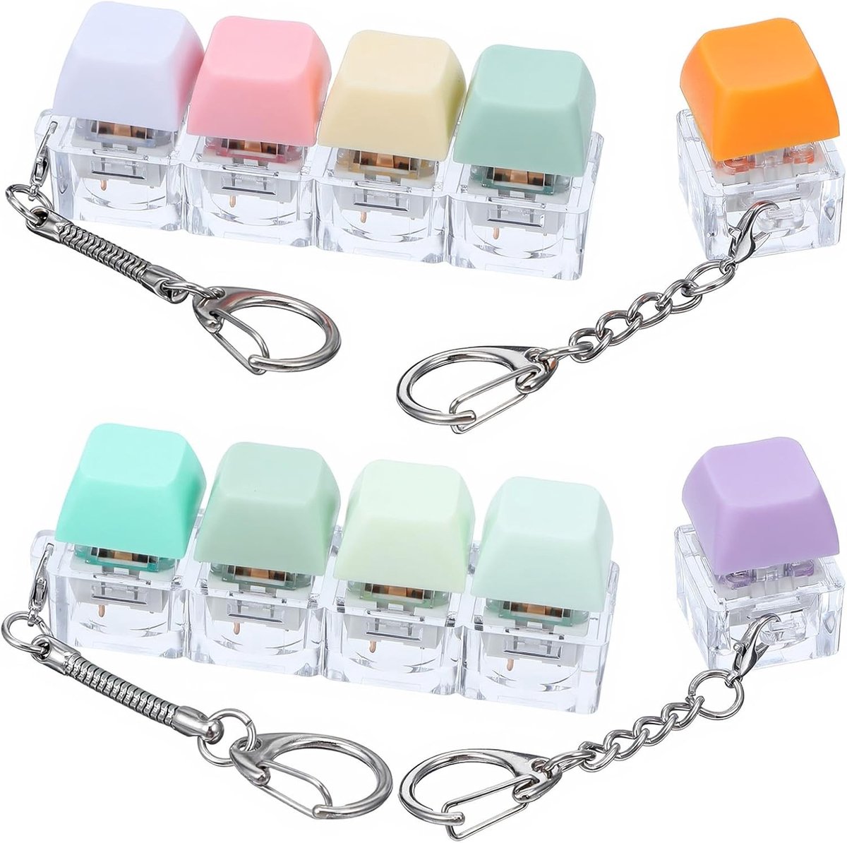 Set van 4 Kleurige Fidget Toys met Click Keychain en Fidget Keyboard voor Ontspanning en Stressverlichting