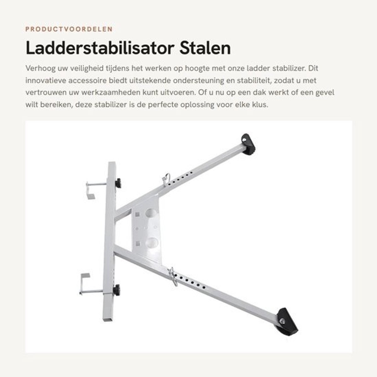 Ladderstabilisator - Stalen afstandhouder voor ladders - Voor veiligheid en stabiliteit - 47 x 25 x 8 cm - Heavy-duty ladderaccessoire - Geschikt voor