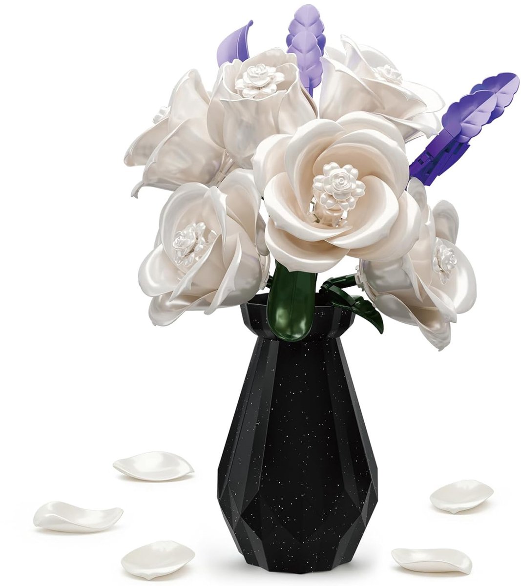 Bloemenbouwset - Botanical Flowers Collection modelbouw - TENZHVXI® - 255 onderdelen - Kunstwitte rozen - ABS - Inclusief vaas - Classic Creator STEM speelgoed bouwpakket voor volwassenen en kinderen - Wit