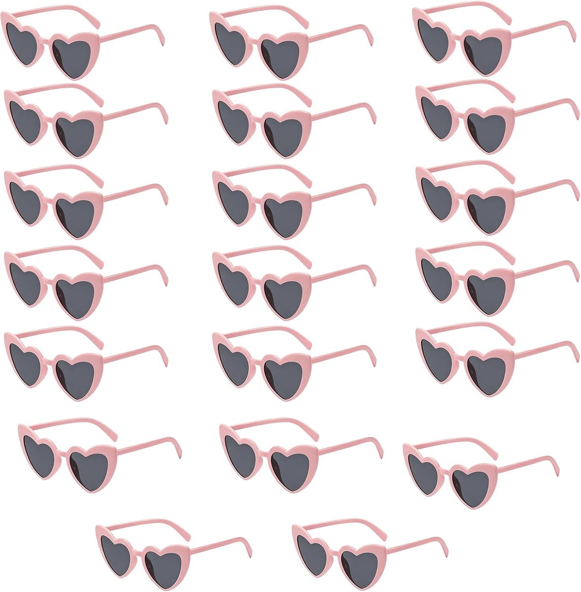 Zonnebrillen, vintage hart-zonnebrillen, trendy bril voor dames en heren, hartzonnebrilset, retrobril voor bruiloft, vakantie, feest, outdoor en fotoshoot, roze