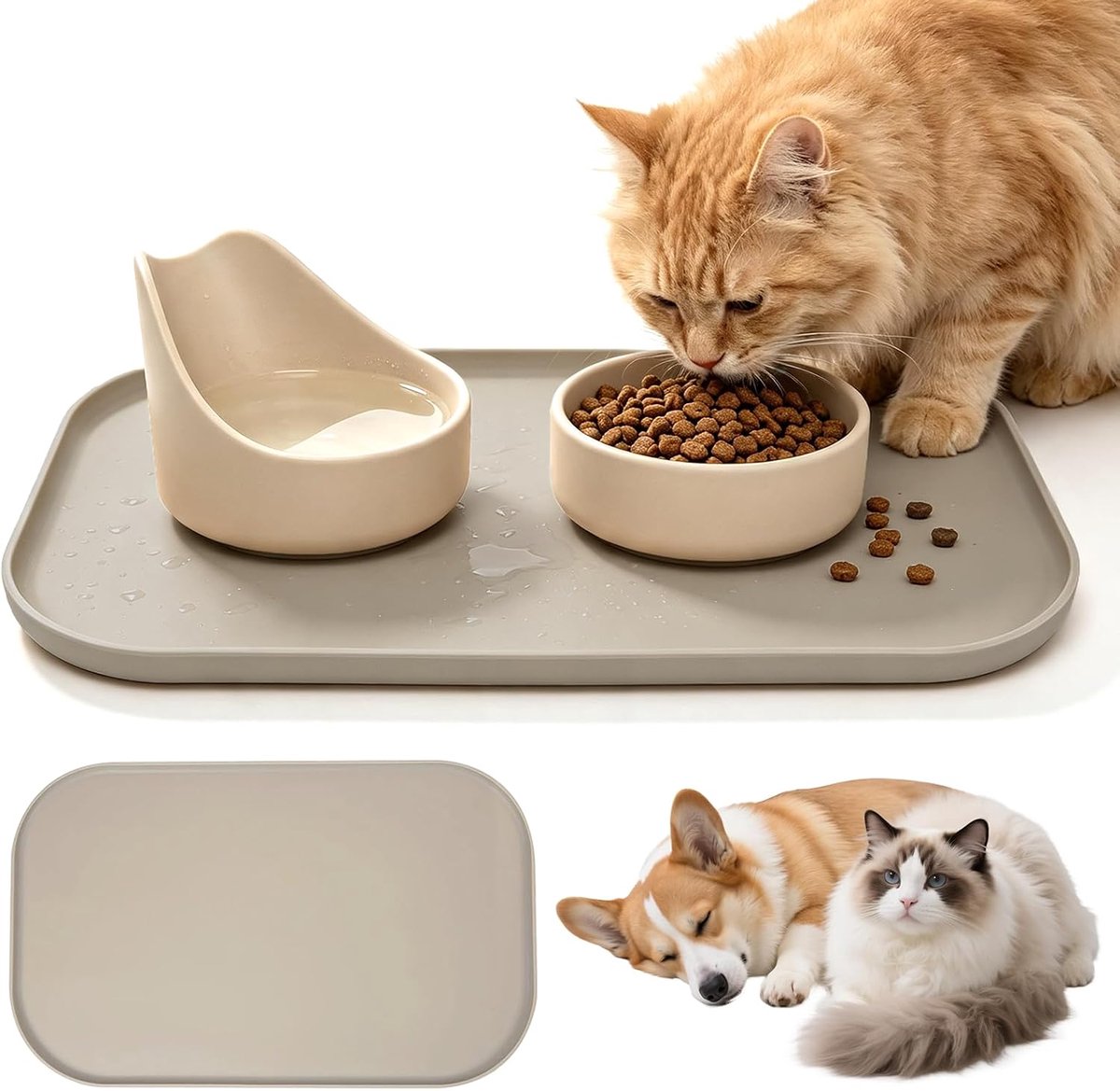Voerbakmat voor honden en katten, siliconen mat voor kattenvoer