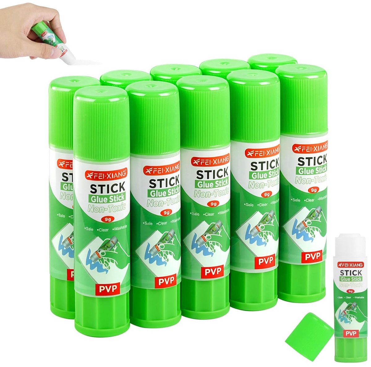 Set van 10 Extra Sterke Lijmstiften (9g/pc), Veilig en Niet-Toxisch, Ideaal voor School, Knutselen en Kantoorgebruik