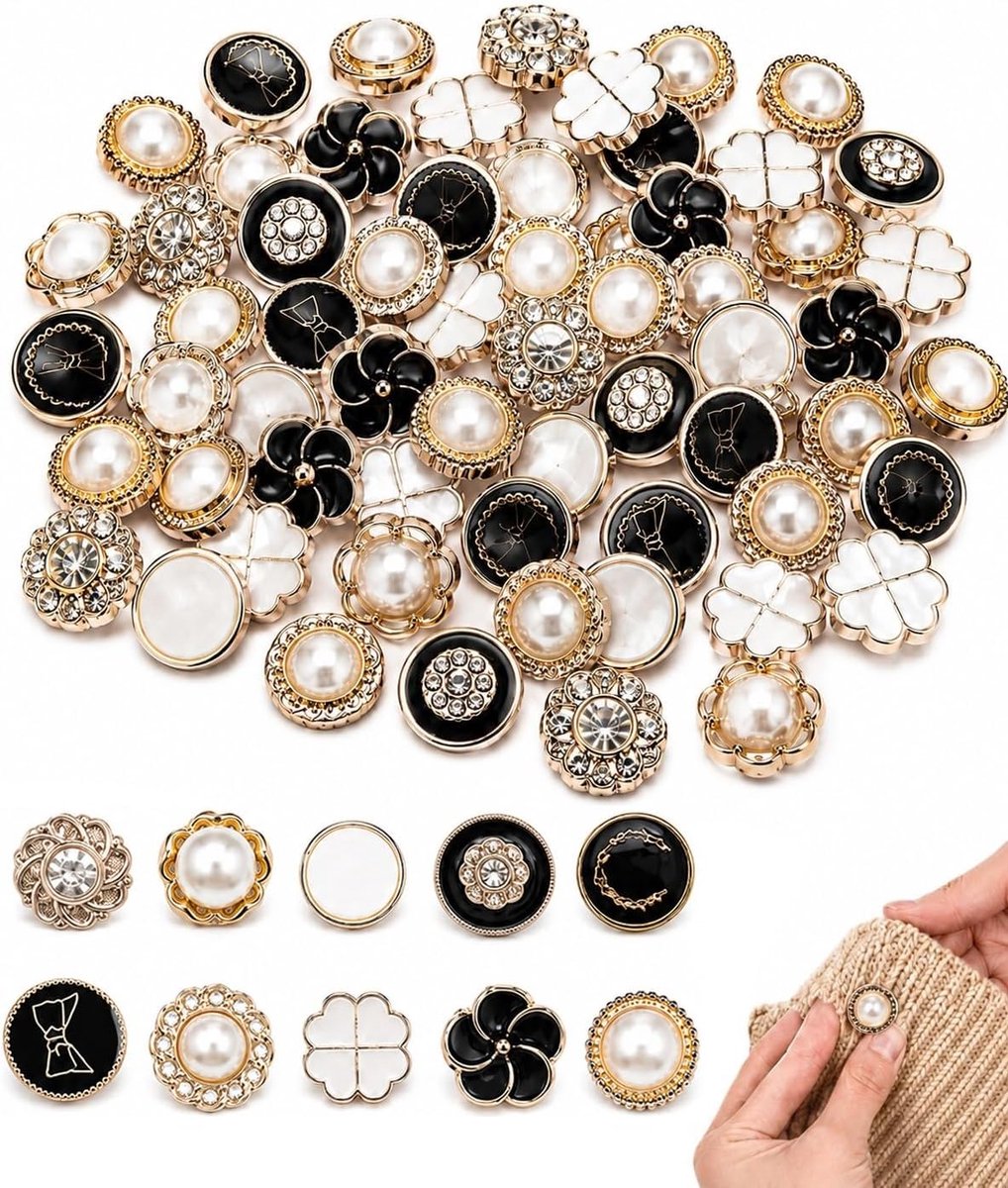 Knopen om te naaien, elegante knopen voor overhemden, blouses en dirndl, parelmoer-look met twee gaten, vervanging en knutselaccessoires voor naaiwerk en doe-het-zelfprojecten