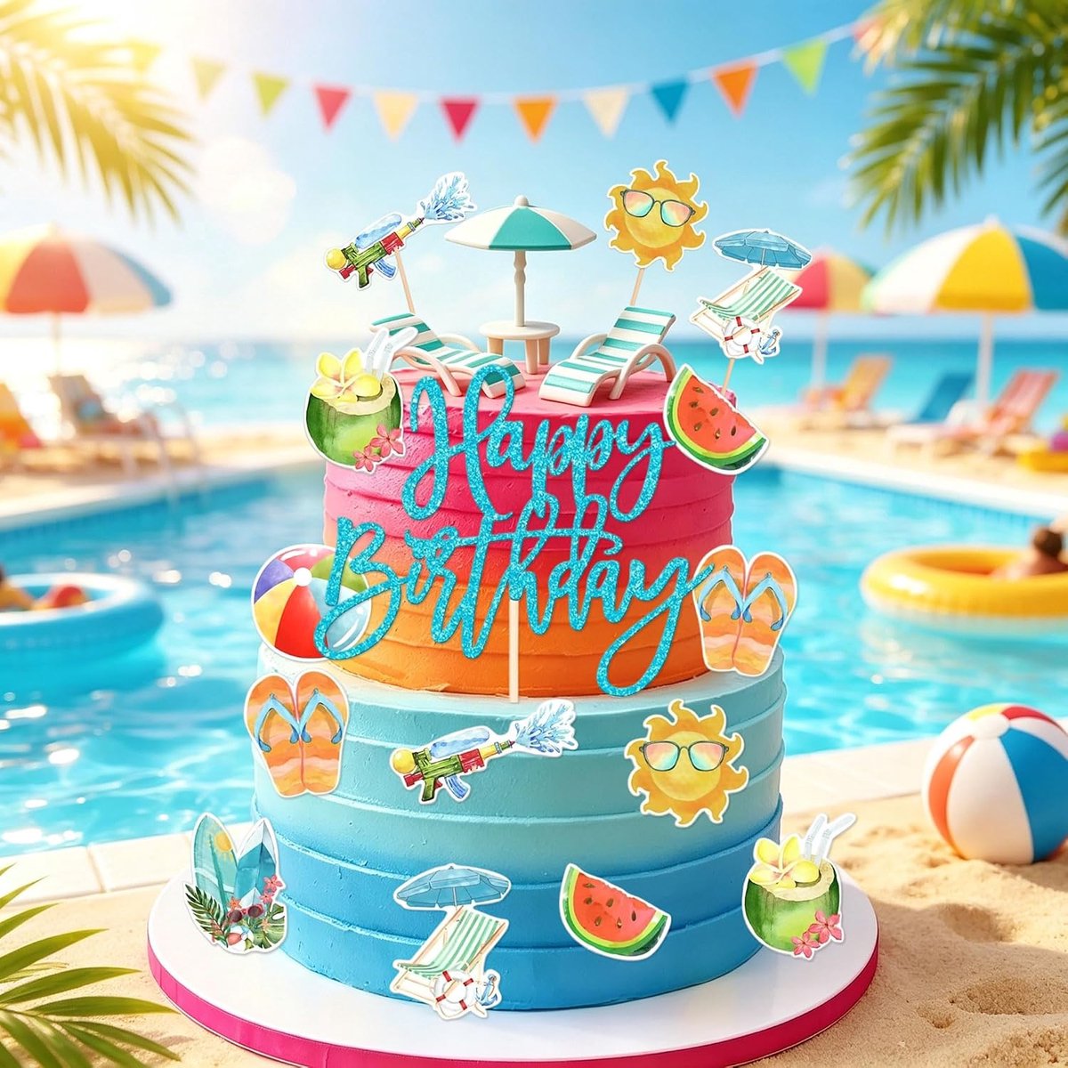 Zomerstrand kustgebak decoratie tropische verjaardag