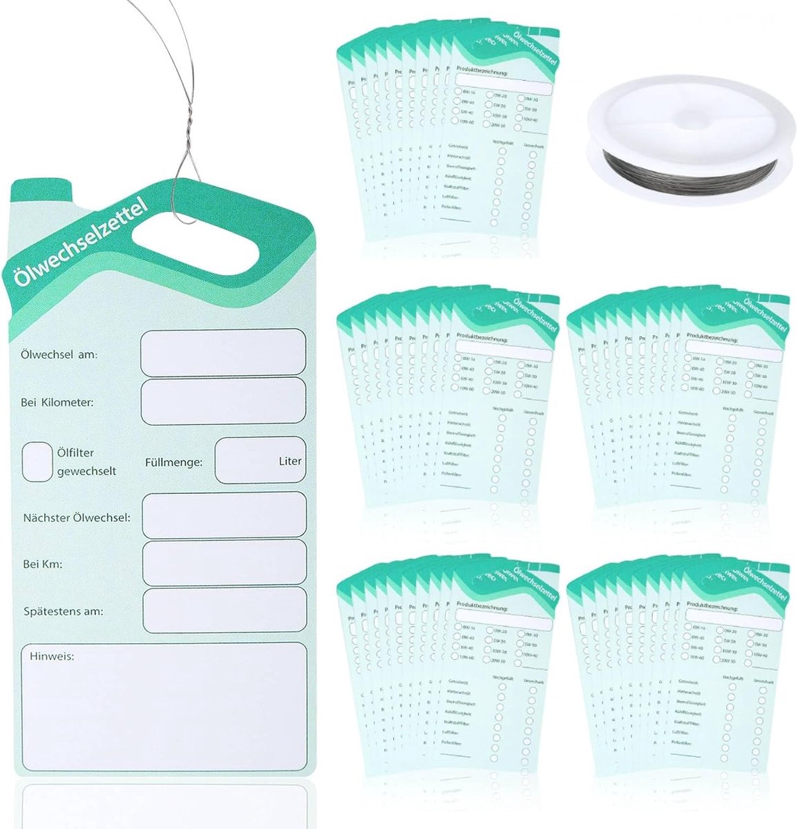 100 stuks olieverversing hangers, 6 x 12 cm, olieborden, oliebordjes met