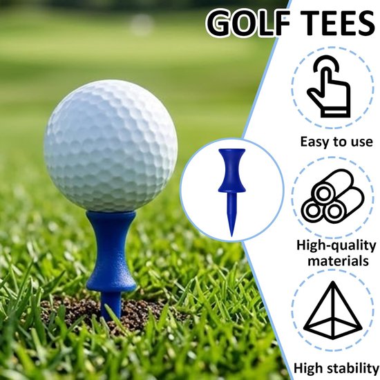Tees kunststof, blauwe golftees 32 mm, golftee set, herbruikbare plastic — afbeelding 4