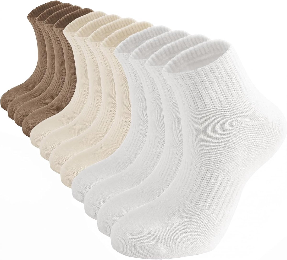 Sokken Heren Dames Hardloopsokken Sportsokken Korte Sokken - Witte Katoenen Sokken voor Dagelijks Gebruik met Sneakers, Sportschool & Kantoor, Maat 35-42, 6 Paar