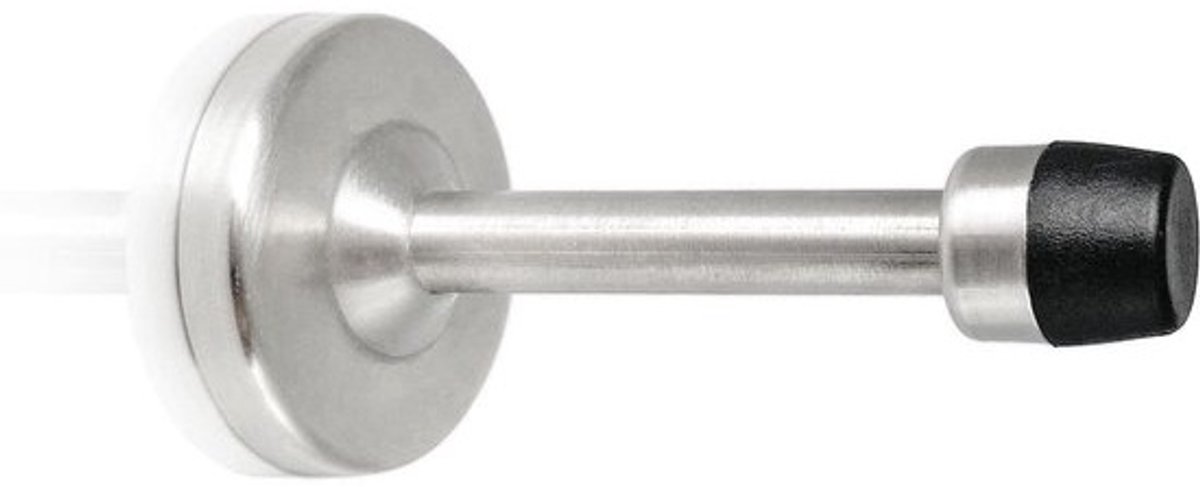 Deurstopper 10 cm voor wandmontage met rubberen bumper - roestvrij staal