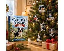 Kerst-adventskalender blind box- Cadeauset met rustieke acrylhangers in de vorm van puppy's en kerstboomversiering