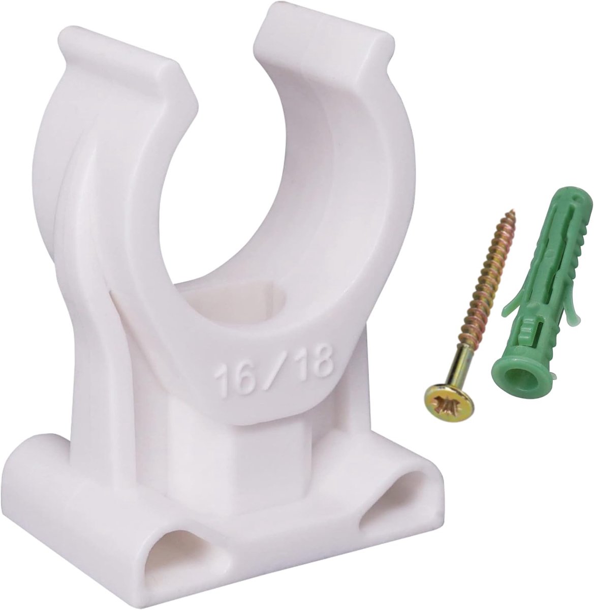 Pipe Klemmen 16-18 mm - U-vormige kunststof klemmen - Inclusief schroeven en pluggen - Ideaal voor buisinstallaties - ShopVlot