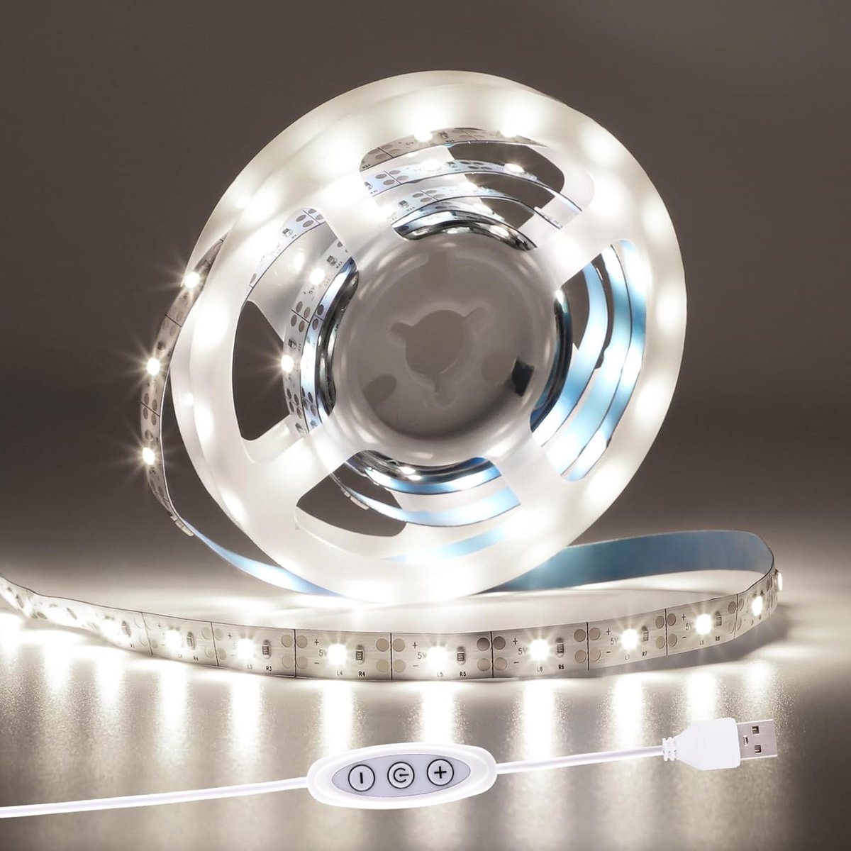 SnelShoppen - USB LED Strip 5V 2m Dimbare Koud Witte LED Strip 6000K Zelfklevende Flexibele LED Verlichting voor TV, Slaapkamer en DIY Projecten
