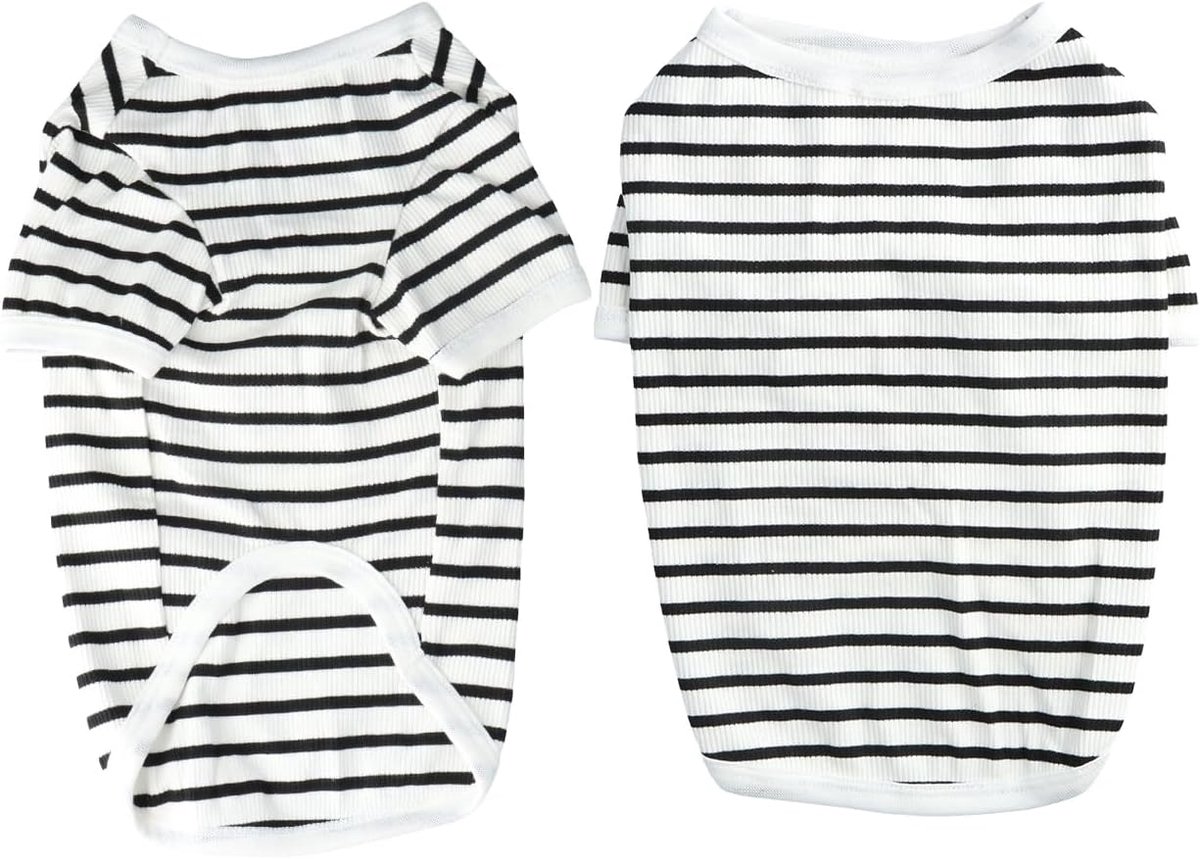 Hondensweater gestreept katoen M - ademend - mouwloos - perfect voor zomerbescherming - ShopVlot