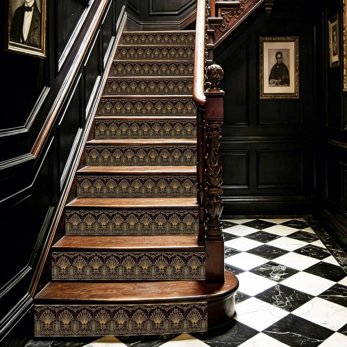 Pack of 15 Vintage Abstract Ethnic Stair Stickers Boho Brown Morocco Removable Self-Adhesive Stair Film Decoration for - ShopVlot
