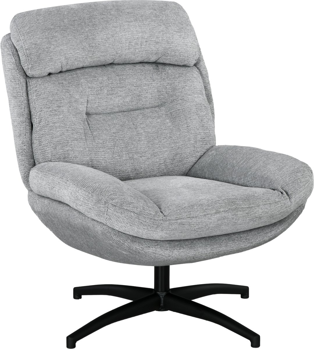 Homona Draaifauteuil - 360° draaibaar - Met armleuningen - Van chenille - 79 x 91 x 98 cm - Grijs