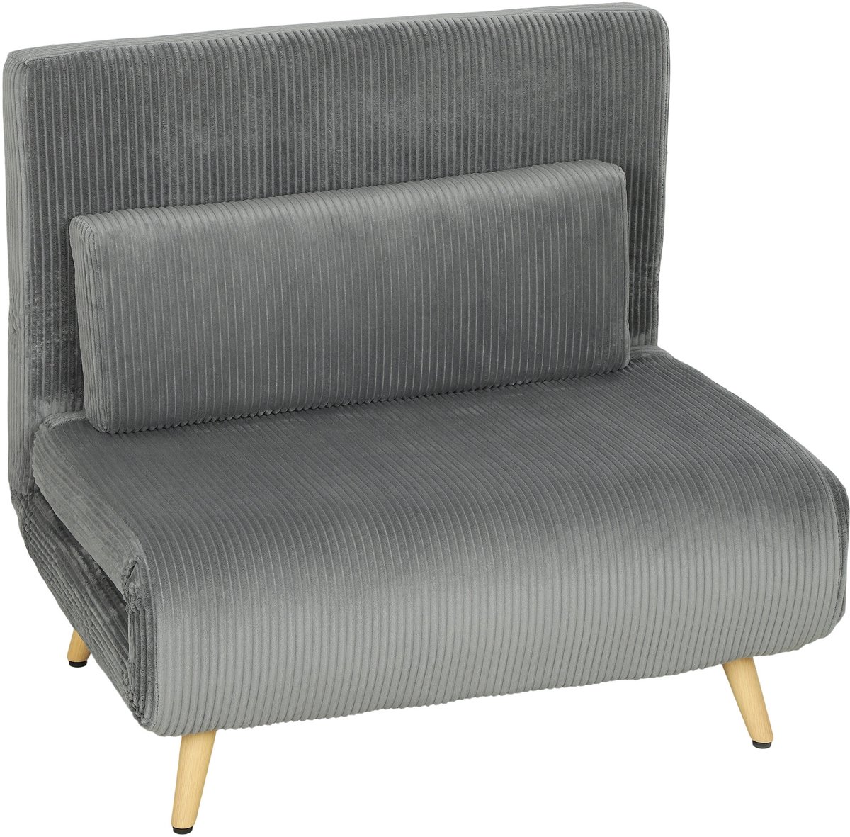 Homona 3-in-1 Slaapfauteuil met lendenkussen - Verstelbare rugleuning - 90 x 190 x 26 cm - Donkergrijs