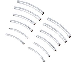Dailygoods - Messing buiskralen 220 stuks - Lange gebogen kralen - Spacer kralen - Kralen voor sieraden maken - 25/30/41/50 mm - Kraal container 8,2x8,2x2,7 cm
