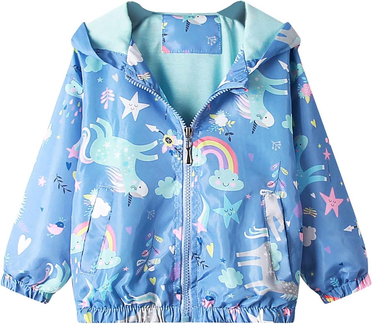 Meisjes Hooded Uitloper Kinderen Windjack Waterdicht Winddicht Lange Mouwen Zonnebrandcrème Anticondens Regenjas Kleding Ritssluiting Lichtgewicht Zacht Dun Leeftijd 1-7 Jaar
