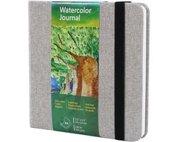 Tumuarta Vierkante aquarel schetsboek, 300 g, 25% katoen, 14 x 14 cm, 24 vellen, 48 pagina's, fijnkorrelig, zuurvrij, aquarelboek, kunstenaarspapier aquarelpapier, blok ideaal voor aquarel, inkt, acryl, gouache
