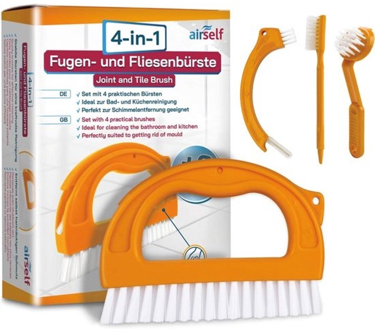 Praktische schoonmaakborstels - Set van 4 - Voor huis en badkamer - Ideaal voor schimmelverwijdering