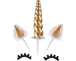 Cake Topper, BETOY Unicorn Cake Topper, Handmade Gold Unicorn Cake Decoration Set with Horn, Ears and Eyelashes for - ShopVlot
