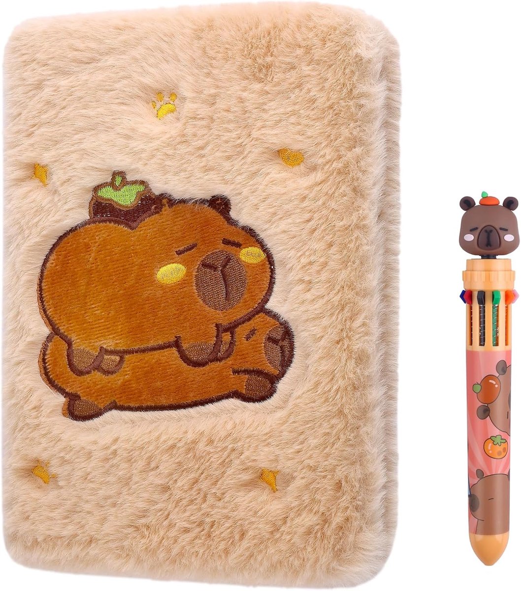 Capybara Dagboek zacht pluche notitieboek Capibara speelgoed verjaardag decoratie gevoel dagboek kinderen notitieboek - ShopVlot