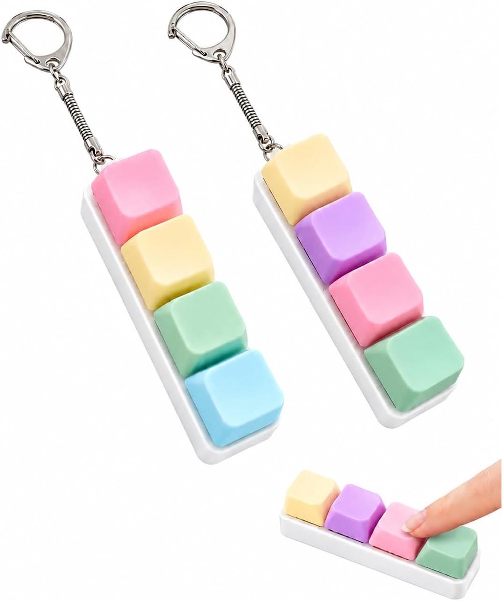 2 stuks toetsenbordsleutelhangers, clicker met tactiele feedback, stressvermindering en concentratiehulp, perfect - ShopVlot