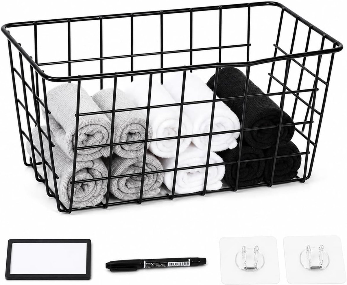 Zonder boren, metalen opbergmand, zelfklevend, hangende organizer voor keuken, badkamer en kast, opslag voor specerijen, sokken, accessoires