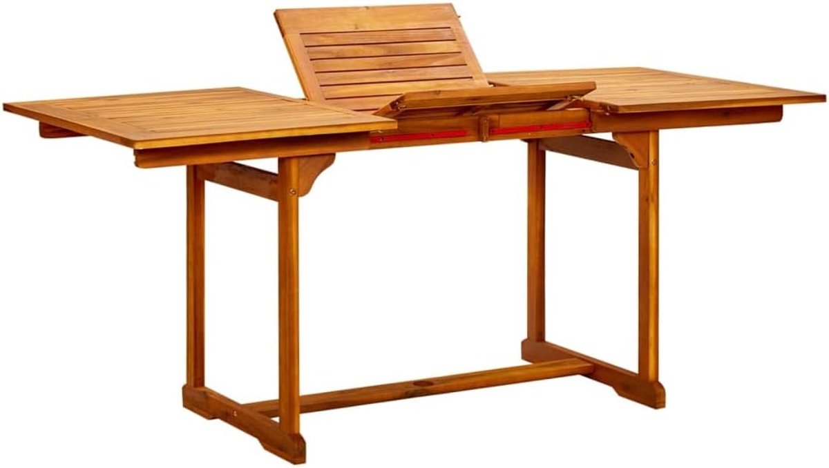 120-170 x 80 x 75 cm, massief hout, acacia, terrastafel, loungetafel, voor tuinen, terrassen, balkons