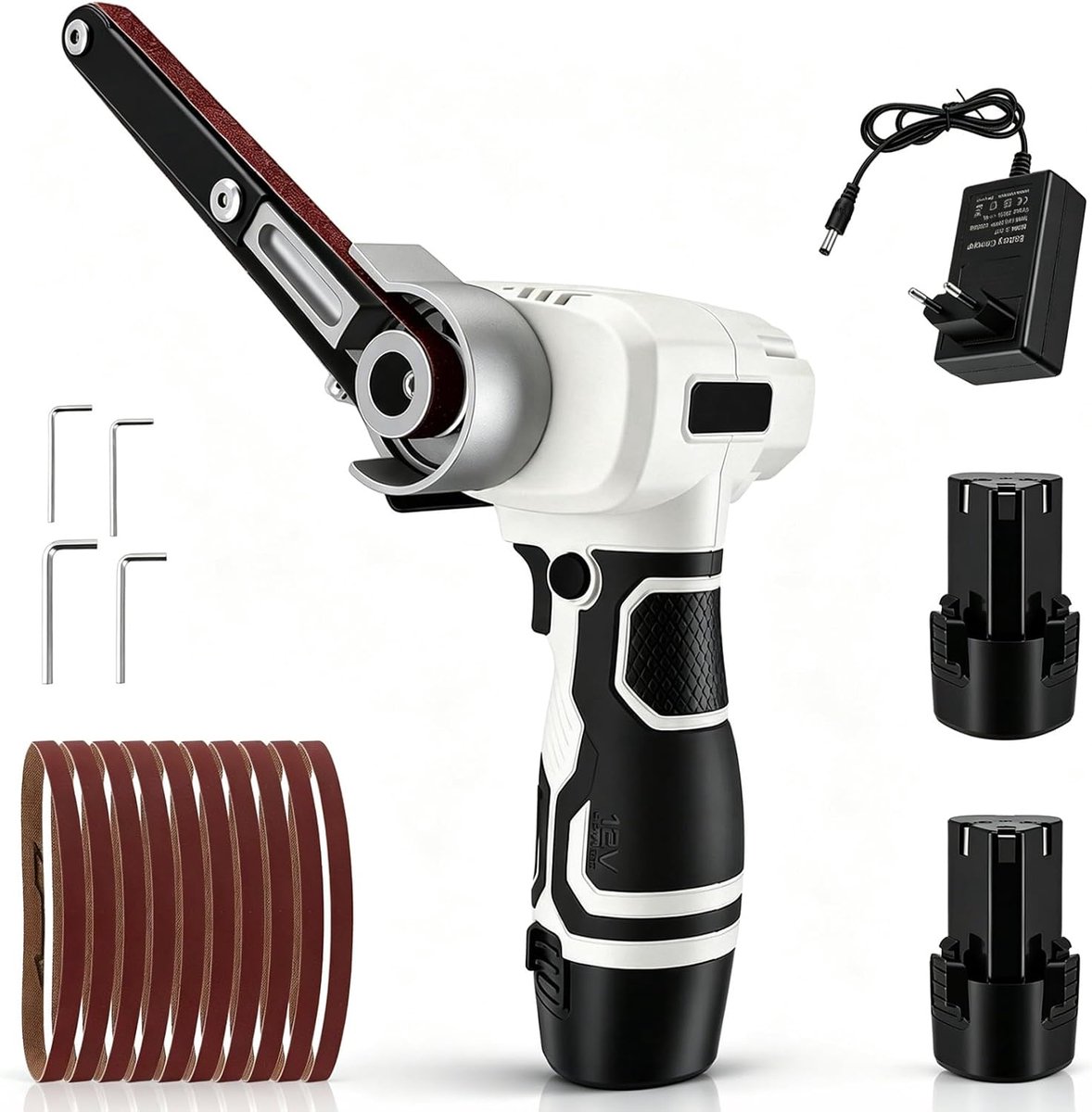Cordless belt sander 7000 rpm with 10 sanding belts (grit 80-320) - ShopVlot