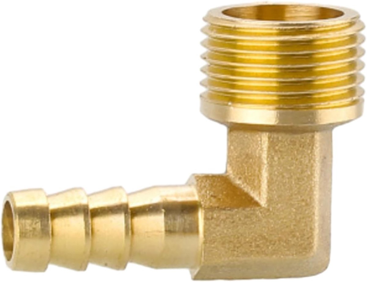 3/8" Slang T-stuk 90 Graden L-vormige Verbindingsfitting voor Lucht, Water en Olie, Mannelijke Draad Slangverbinder en Adapter voor 8mm Slangen