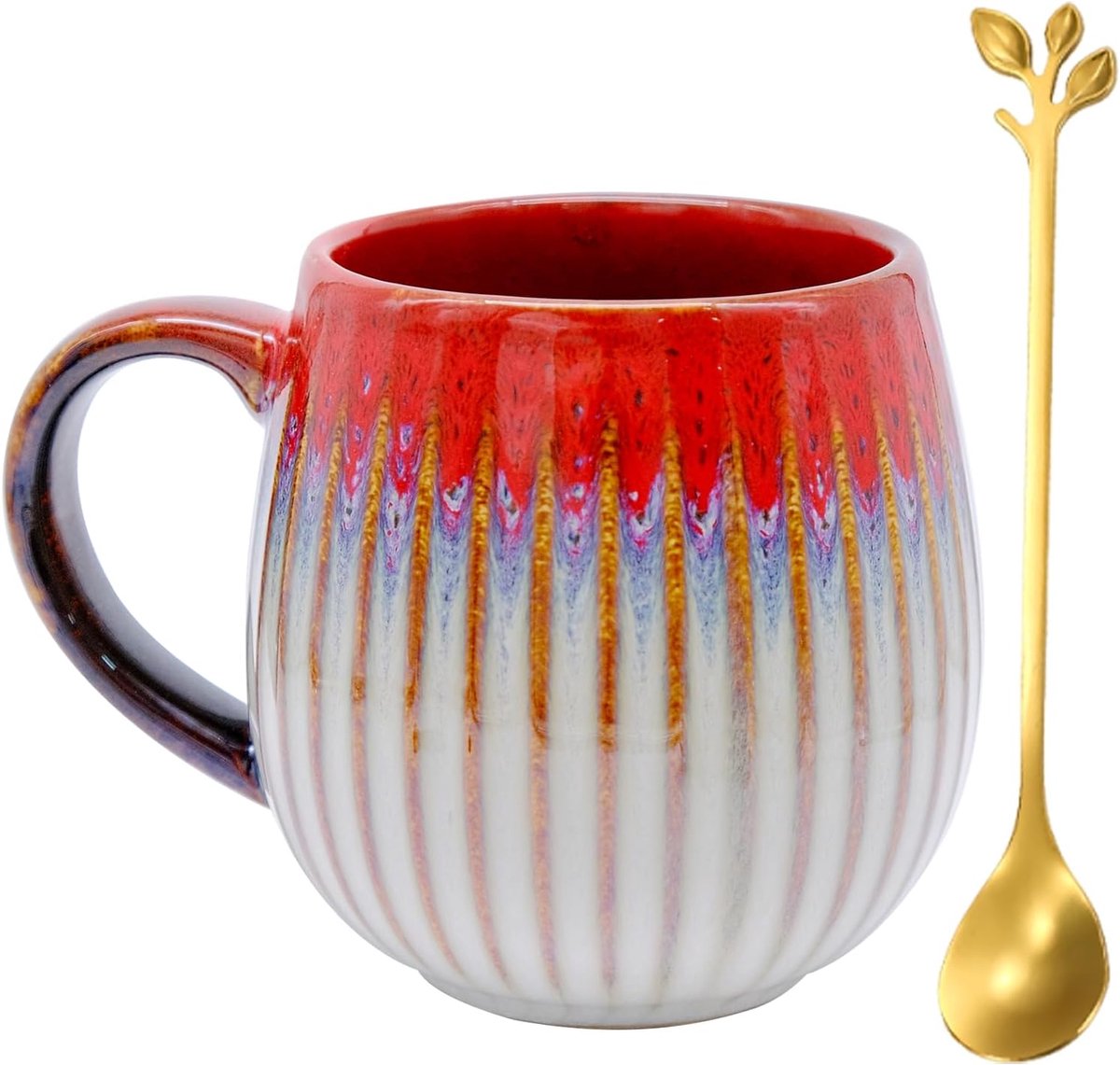 Mok met handvat, 500 ml, grote handgemaakte keramische handgreep, 500 ml, grote cappuccino kop met handvat voor melk, koffie en dranken