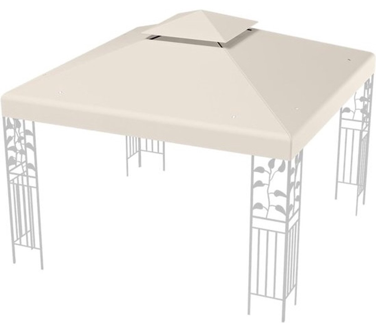 Vervangend dak voor 3 x 3 m paviljoen - Met schoorsteendak - Klittenbandsluiting