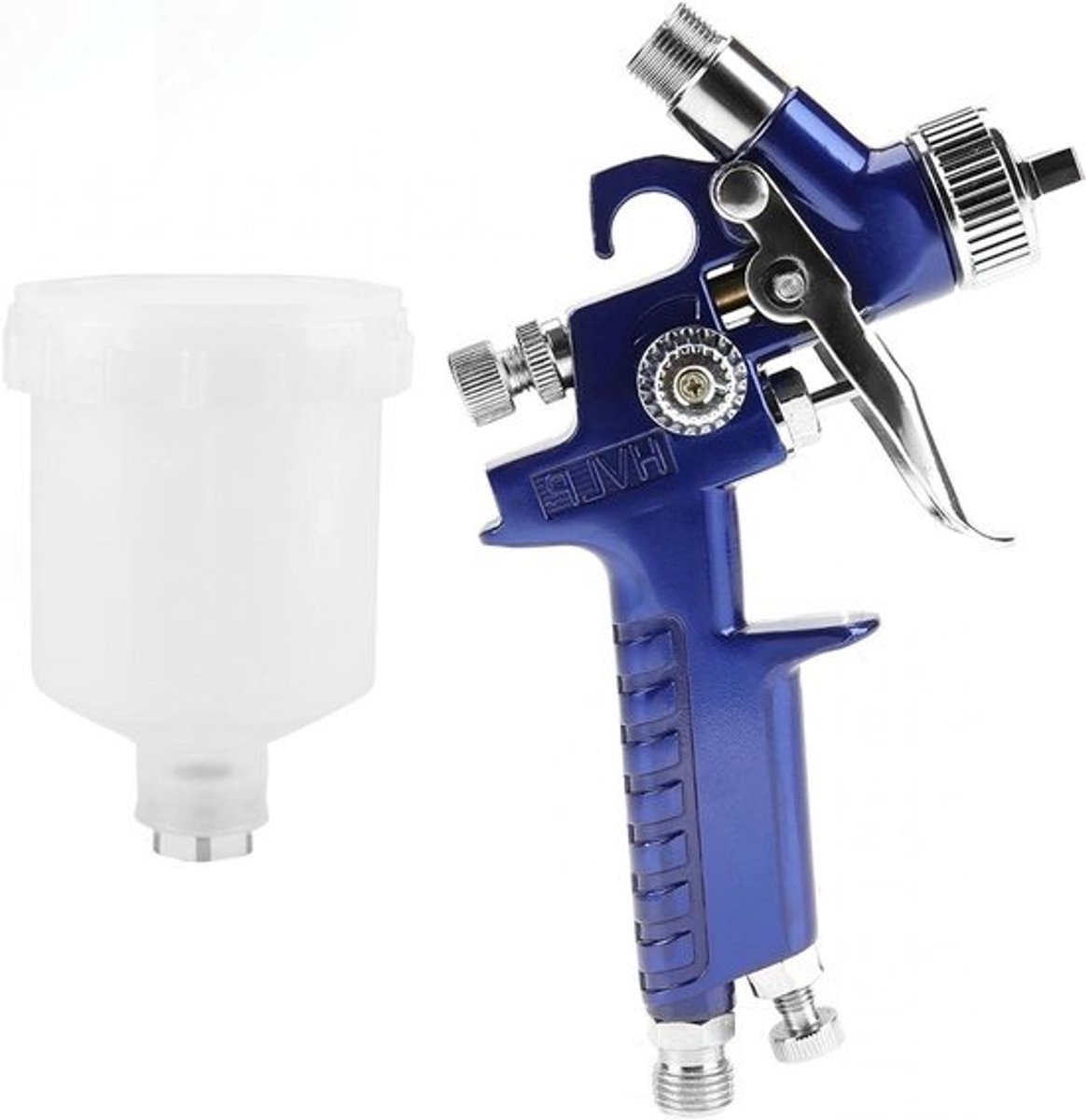 Allecto - Spuitpistool - Mini-spuitpistool voor autolak - 0.8 mm en 1.0 mm nozzles - Transparant - Pneumatisch spuitpistool - Voor precisiewerk - Lich...