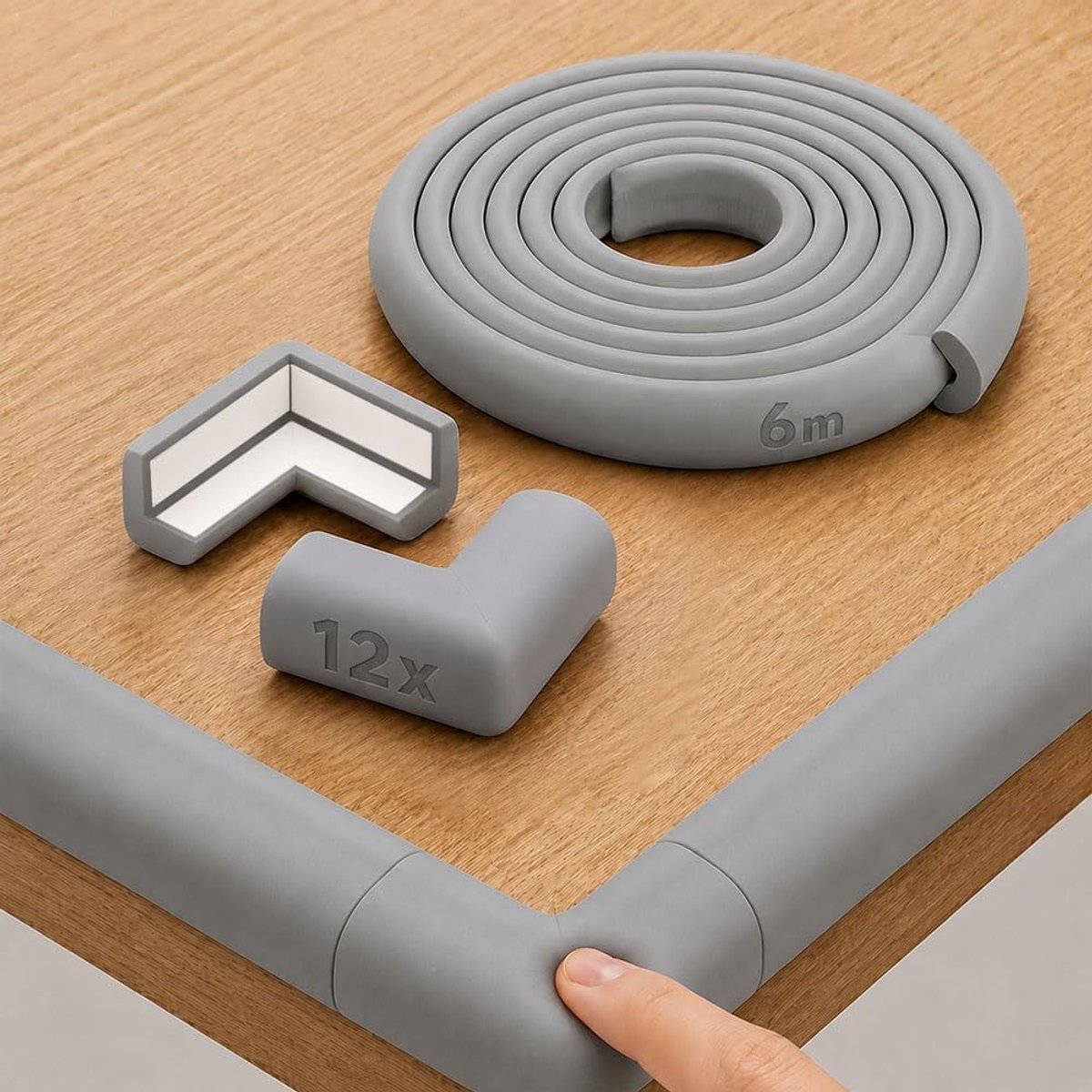 Randbescherming voor baby's, schuimrubber, tafelrandbescherming, hoekbescherming, zelfklevend, voor kinderen, bed, vensterbank en bureau, meubels