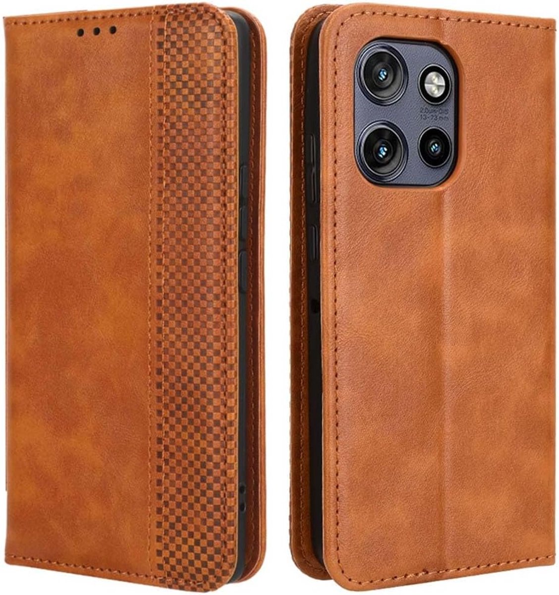 Portemonnee Hoesje voor Motorola Edge 50 Neo, Flip Cover met Kaartsleuven en Geldvak, Schokbestendig TPU Interieur, Magneetsluiting, Standfunctie - Bruin