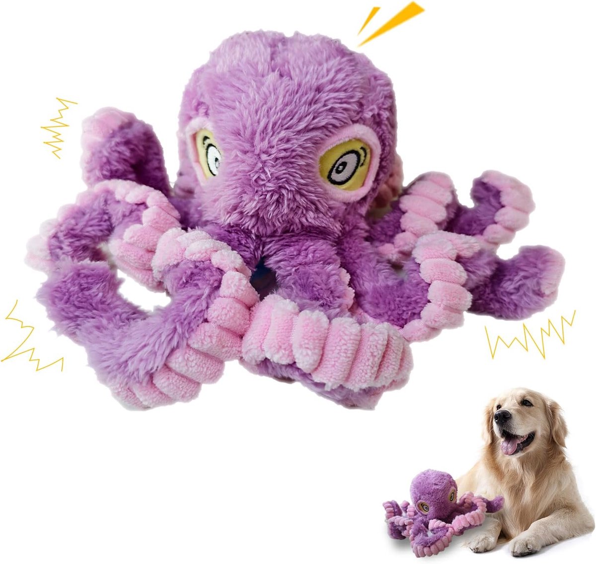 Piepend hondenspeelgoed met knisperfolie, interactief pluche speelgoed voor puppy's en kleine tot middelgrote honden, ideaal voor tandjes voor binnen en buiten, roze
