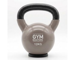 Gym Masters - kettlebell 12 KG met rubberen voet (extra vloer- & teenbescherming) - PREMIUM - kettlebell set - kettlebel - krachttraining - fitness gewichten - kettlebell 12kg - gewichten 12 kg - home gym - kettlebells - gietijzer - gym equipment