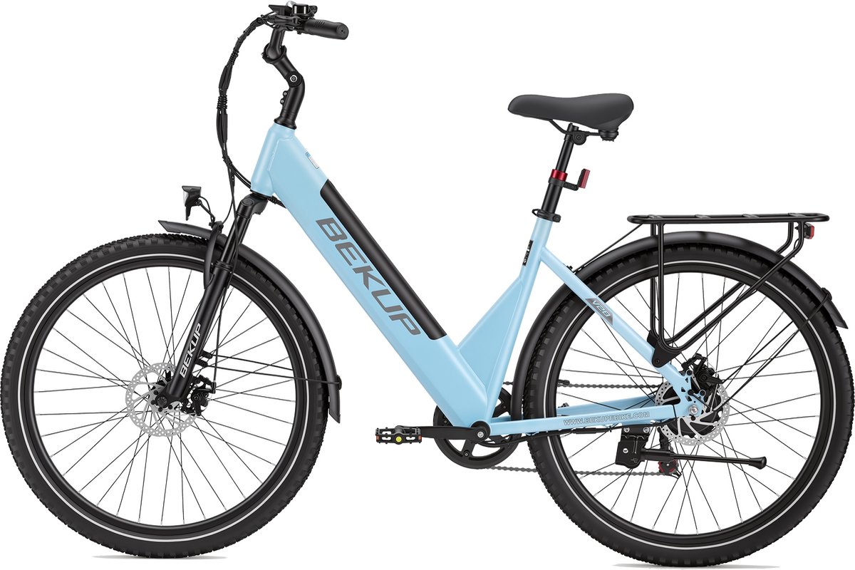 Bekup 28 Robuuste Elektrische Fiets – 36V 14.5Ah 250W 75km Shi o 7-Gletsjerblauw