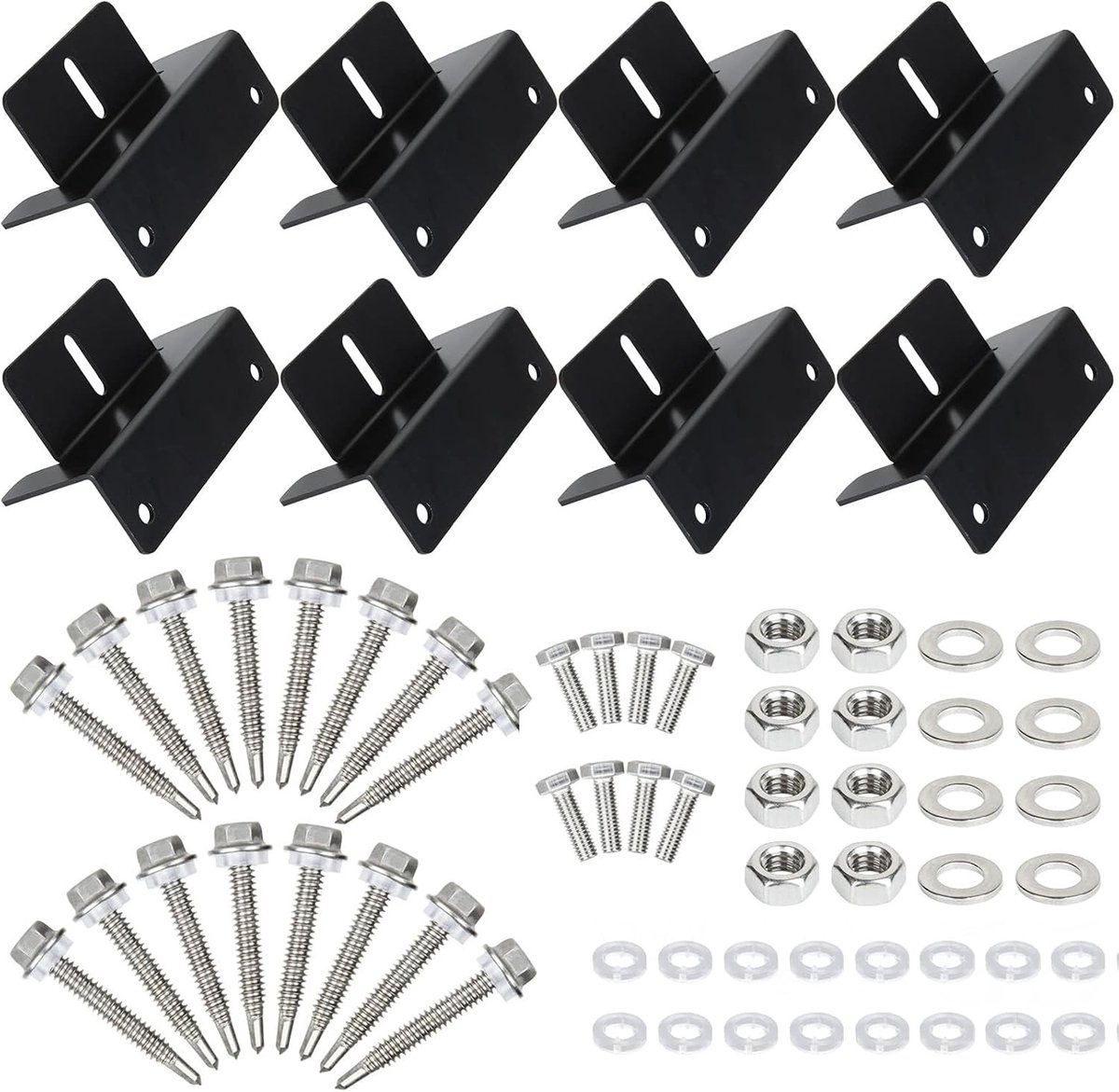 2 Stuks Z-Shape Zonnepaneel Beugels van 10 cm, Aluminium Montagebeugels voor Plat Dak en Balkon, Inclusief Compleet Schroeven Set voor PV Module Installatie