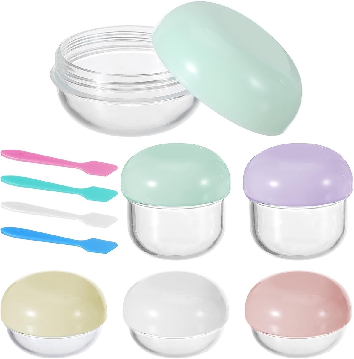 Cosmetische potjes 5 x 10ml en 2 x 20ml, lekvrije jars met 4 spatels voor make-up en skincare