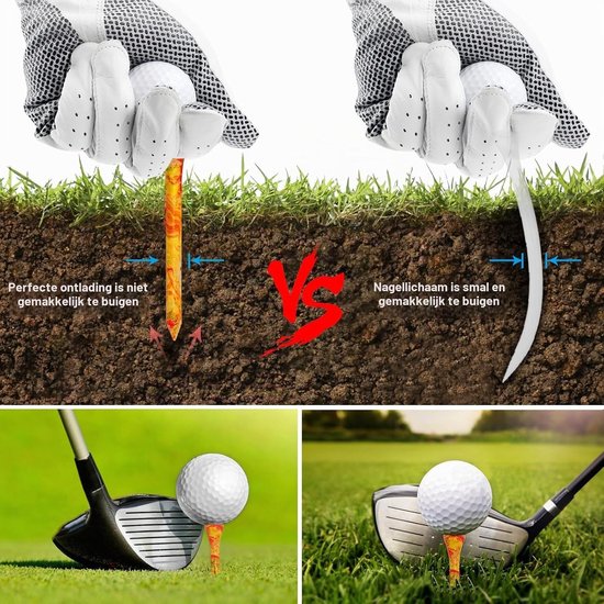 60 Stuks Biologisch Afbreekbare Bamboe Golf Tees van 70mm - Duurzaam Golfaccessoire met Lage Wrijving en Curved Top — afbeelding 3