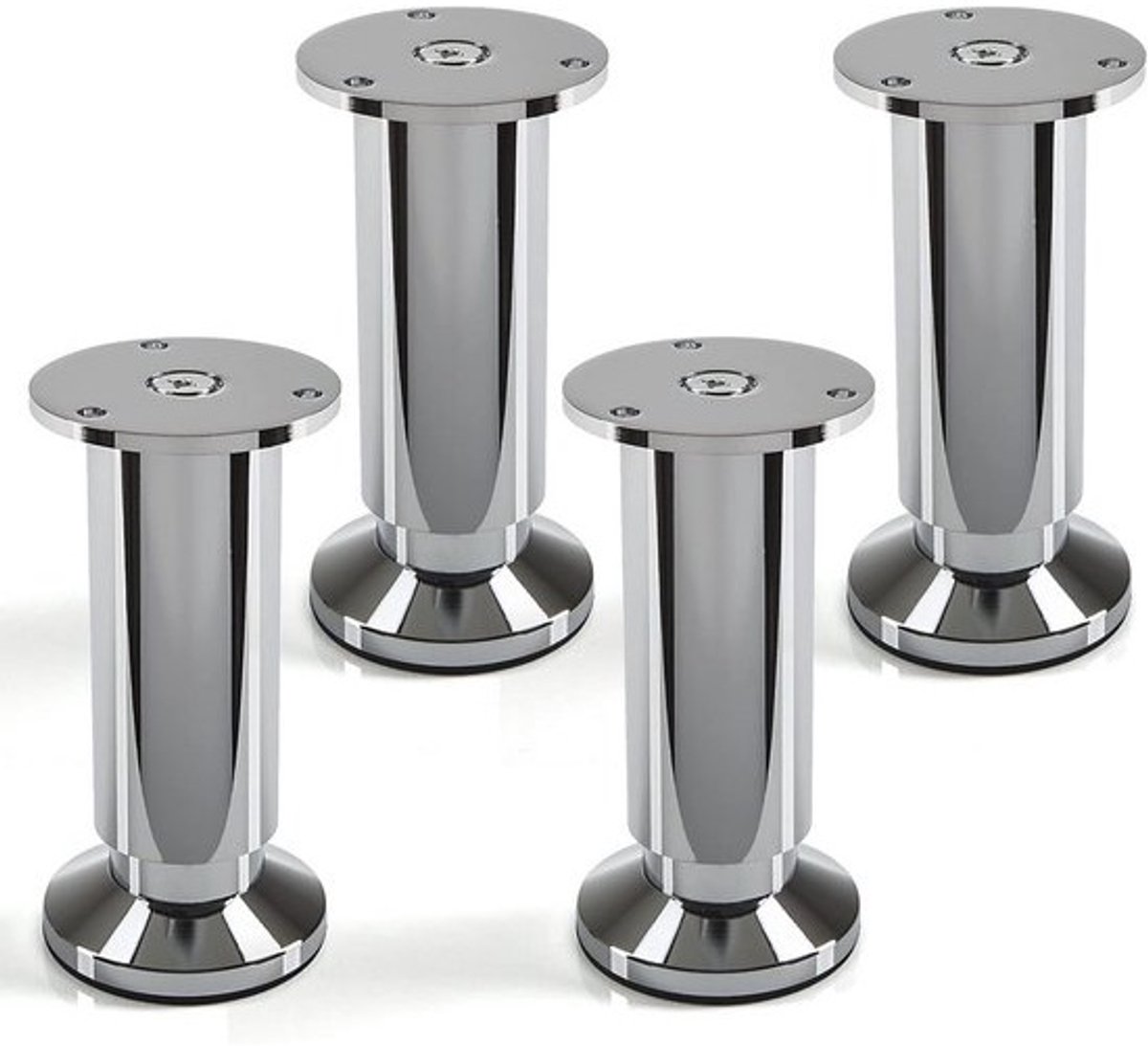 Verstelbare meubelpoten - 4 stuks tot 250 kg - Gepolijst chroom - hoogte 120 mm
