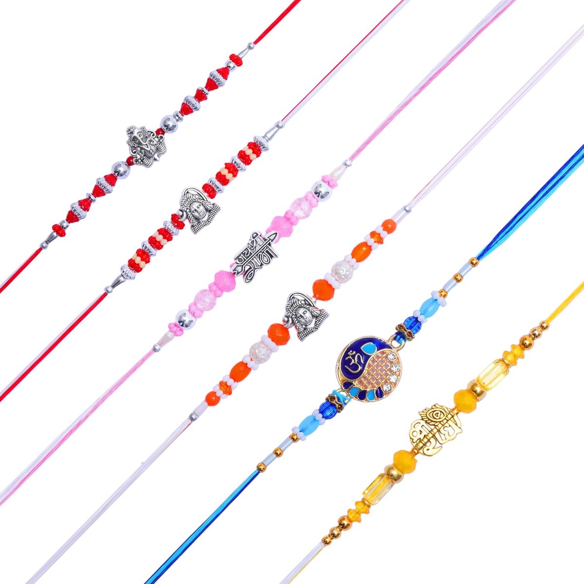 For Brother Sister Set of 6 Rakhi Thread Bracelet Dora Set Gift Card