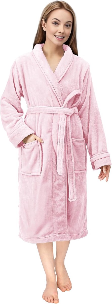 Threads Luxe Jurkenjurk voor Vrouwen Super Soft Fleece Badjas Gezellige Sjaalkraag Loungewear en Nachtkleding