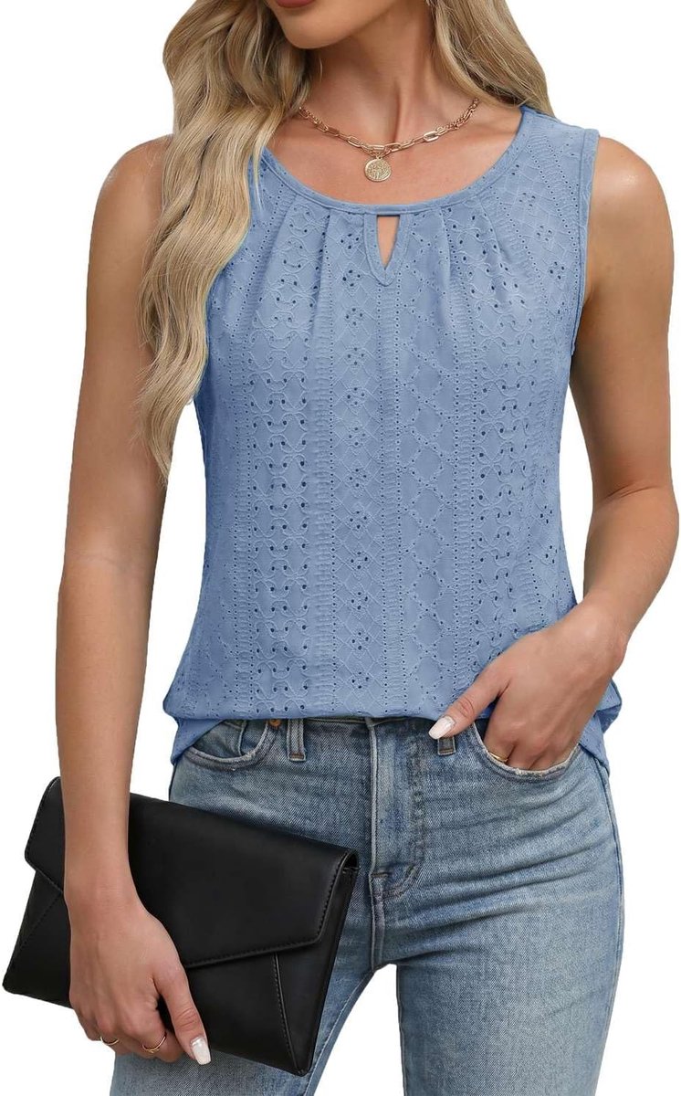 Tanktops zomer shirts mouwloze blouse elegant bovendeel voorkant plooien tuniek blousetop