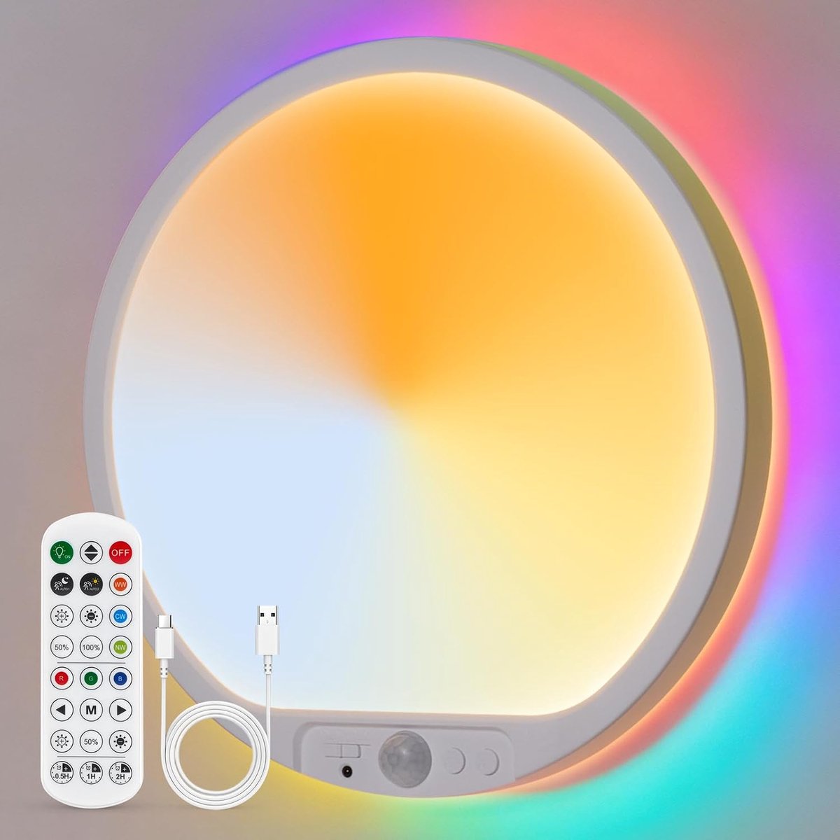 Plafondlamp Led Oplaadbaar Badkamer Plafondlamp met Bewegingssensor, Autonomie 105 Dagen 10000mAh Draadloze Verlichting op Batterij Binnenverlichting met Afstandsbediening voor Garage Trap